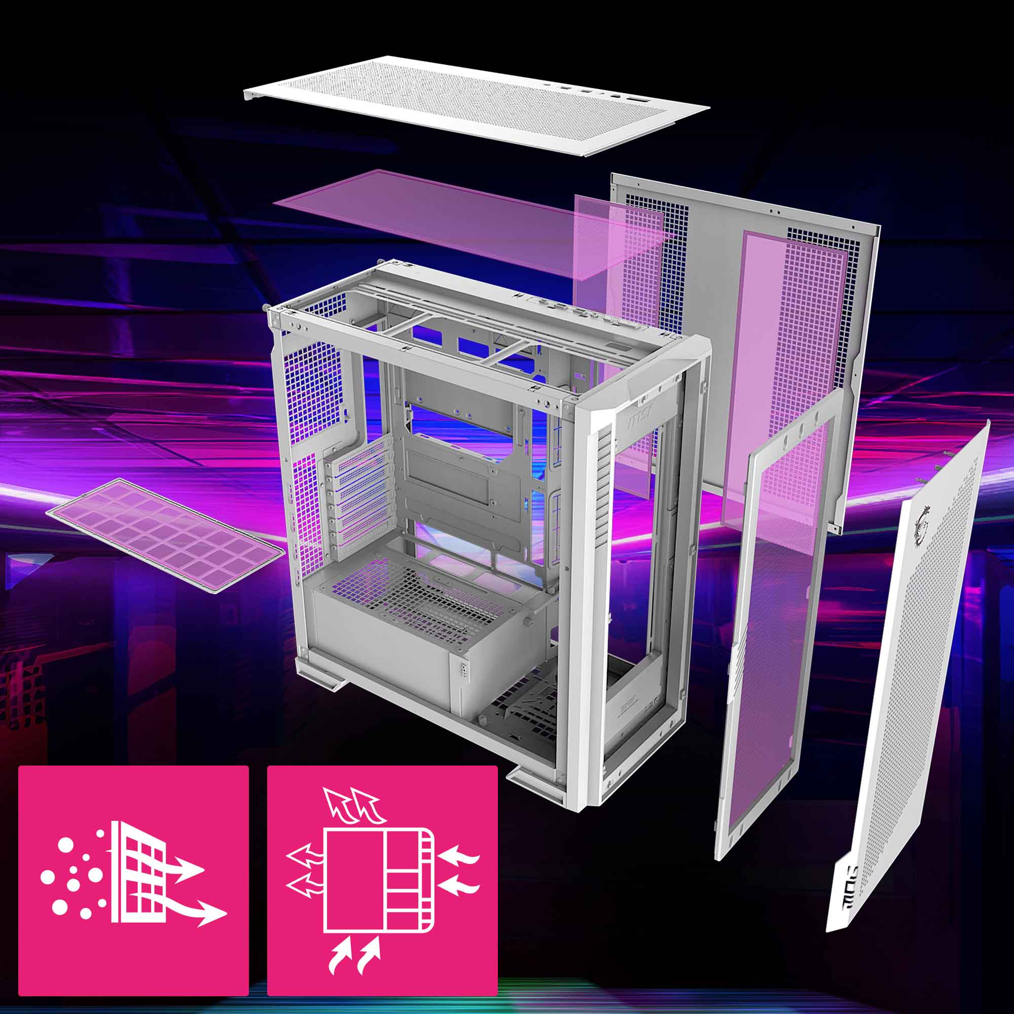 MSI MPG Velox 300R Airflow PZ White - Mid-Tower Gaming PC Case